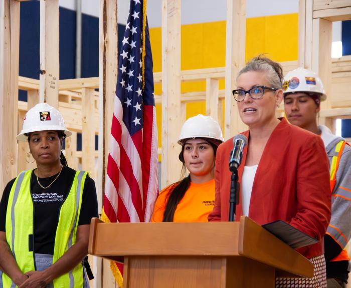 Governor Katie Hobbs speaking for apprenticeship week.