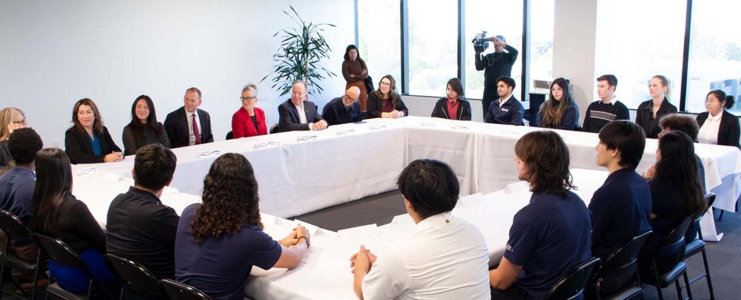 Governor Hobbs in a meeting at the Cybersecurity apprenticeship tour